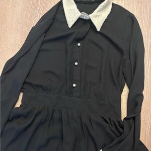 Zara Navy Dress with Cream Collar